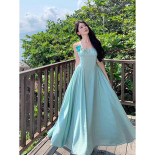 2026年夏季休闲时尚飒爽收腰长裙到脚踝超长款海边度假气质连衣裙