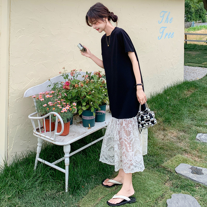 百搭短袖连衣裙女显瘦遮肉裙子