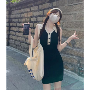 2026年夏天新款 气质打底短裙纯欲辣妹包臀针织连衣裙女 休闲修身