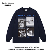 美式 打底衫 复古人物印花T恤重磅秋季 潮流长袖