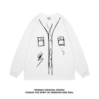 小众创意秋季长袖美式印花T恤上衣打底潮流