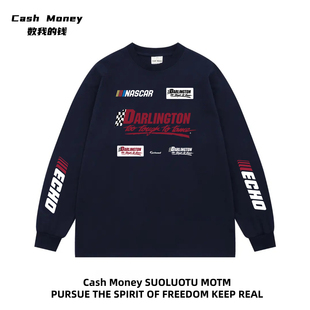 早秋复古高街印花长袖 钱 T恤男女百搭潮牌高级感 Money数我 Cash