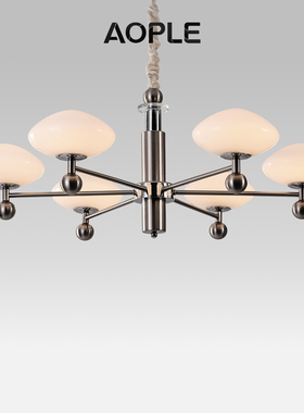 AOPLE银色电镀包豪斯中古客厅吊灯创意式高级感餐厅全屋灯具套餐