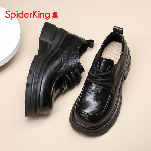 蜘蛛王官方正品厚底增高乐福鞋女