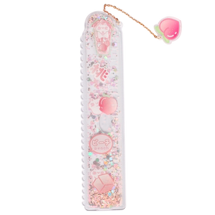 创意卡通入油流沙直尺可爱绘图尺子学生文具少女心吊坠书签刻度尺小学生专用透明软尺15cm带波浪线儿童高颜值