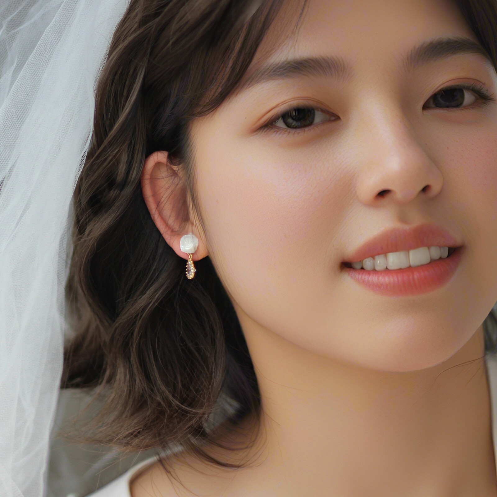 日本精工雕刻深海玫瑰可拆带 925银针4A锆石耳环韩国气质网红同款