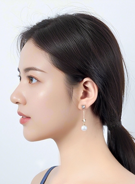 莱茵石法式优雅韩国贝珠耳环新款礼物婚纱时尚甜美流苏金色无耳洞