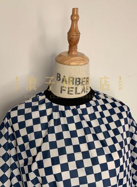 美式复古赛车棋盘格子防水加大理发围布 barber haircut cape