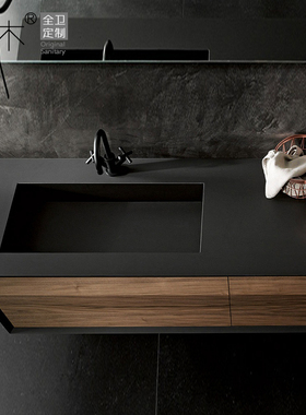 80cm网红现代台盆浴室柜组合小尺寸收纳岩石卫生间洗漱一体盆定制