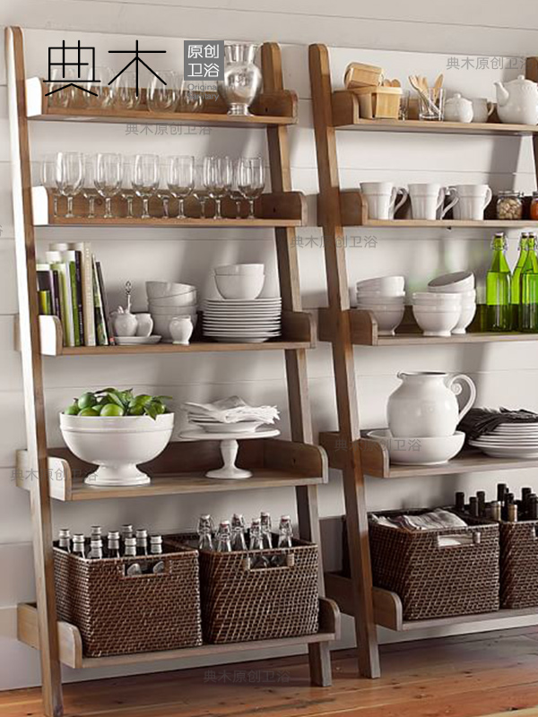 北欧落地浴室边柜实木收纳架现代简约储物柜置物侧柜卫生间置物架