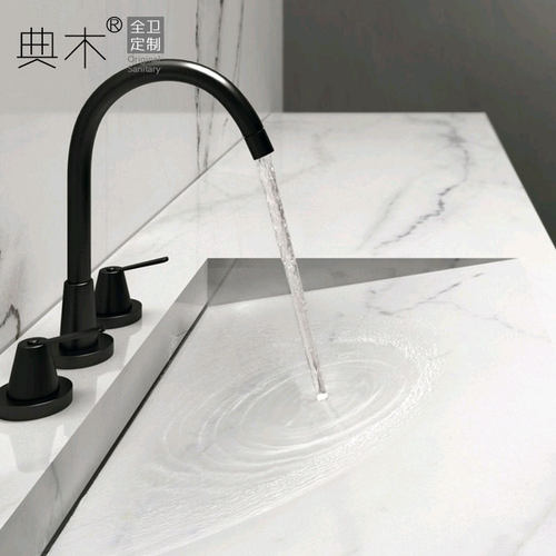 岩板轻奢风卫生间洗漱台一体盆