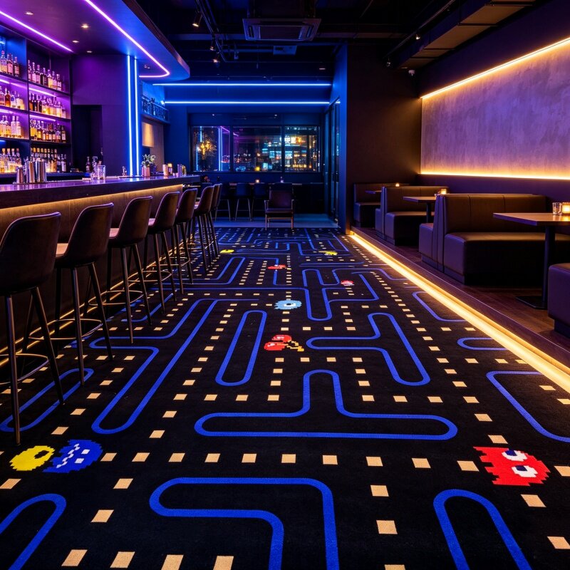 定做霓虹印花地毯酒吧台球厅酒店宴会厅会议室武术馆比赛Logo定制图片