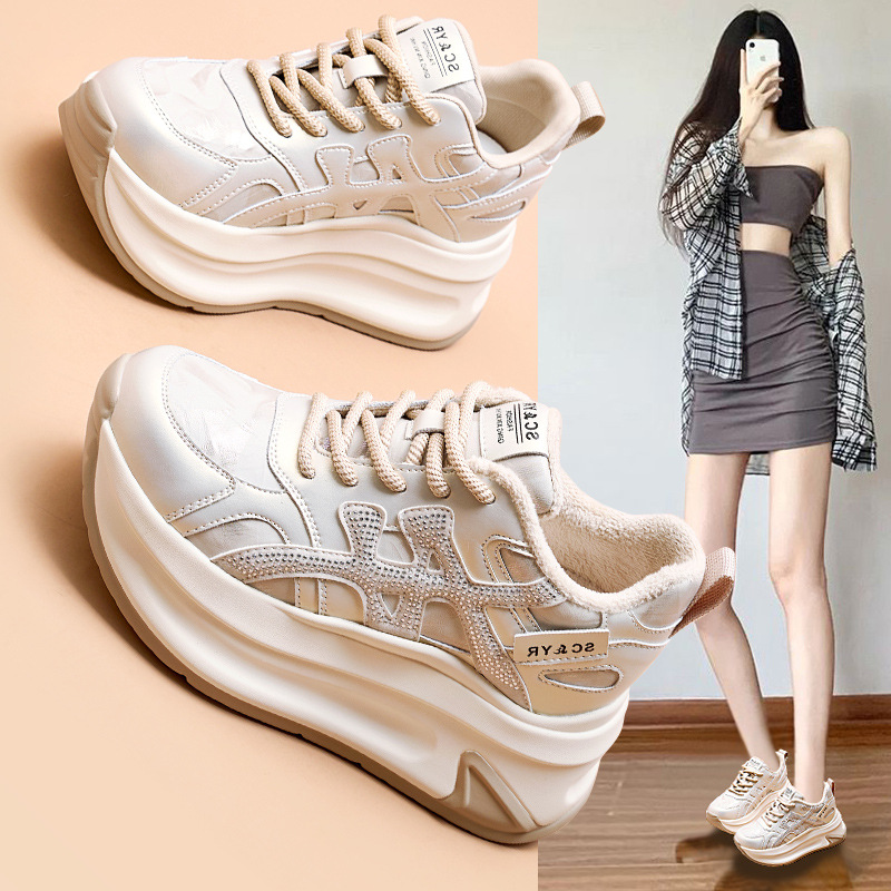 厚底老爹鞋女鞋秋冬新款加绒爆款