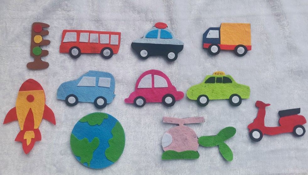 满29包邮不织布平面双层交通工具成品幼儿园教学道具diy