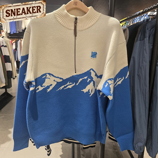 UNDEFEATED五条杠冬季时尚滑雪元素雪山半拉链套头毛衣UC44GKR01M