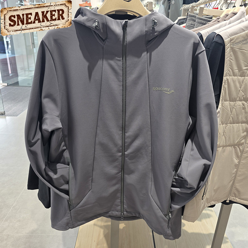 Saucony索康尼专柜男款梭织连帽外套秋冬款通勤上衣灰SC2240200AL