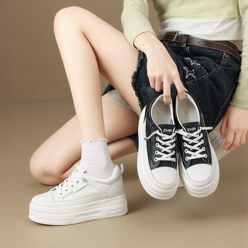 zhr内增高小白鞋女春秋款松糕底百搭运动休闲单鞋小个子增高板鞋