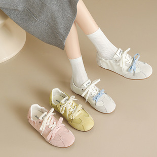 百搭休闲鞋 ZHR软底德训女春新款 薄款 中式 子 平底蝴蝶结热风运动鞋