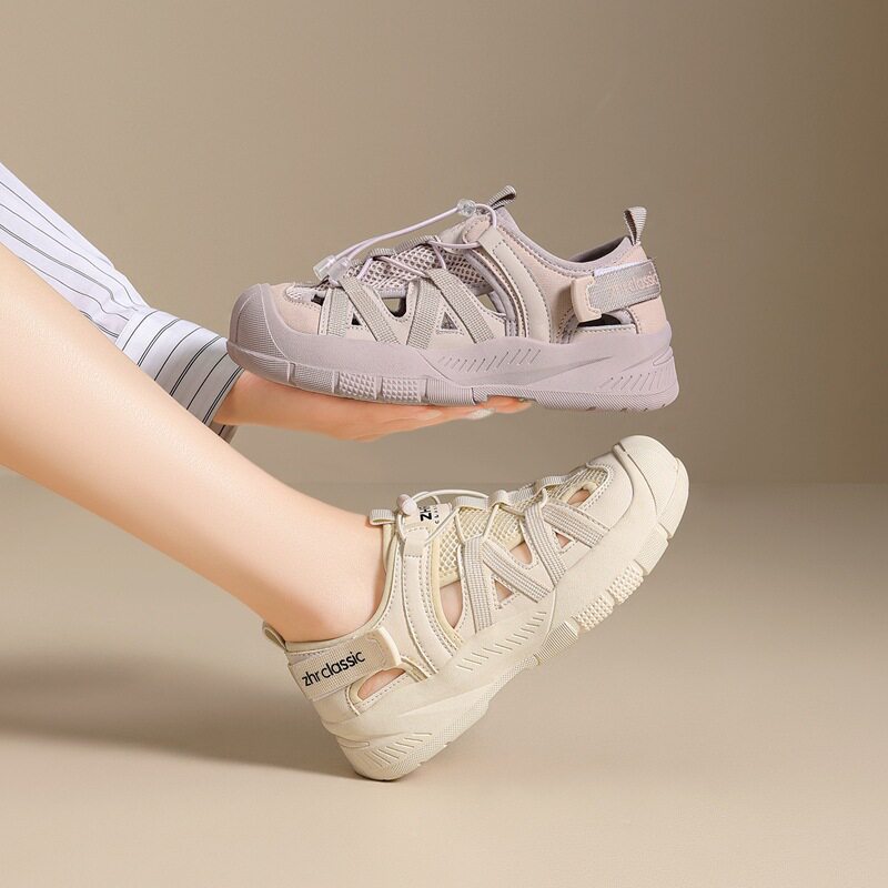 zhr透气镂空户外休闲鞋软底女夏新款徒步丑萌防滑时尚百搭运动鞋