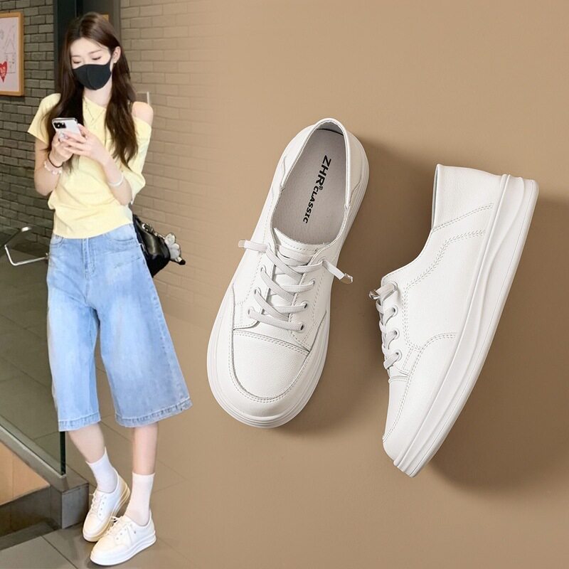 ZHR平底小白鞋女2026春爆款时尚百搭轻便校园风板鞋通勤休闲鞋子