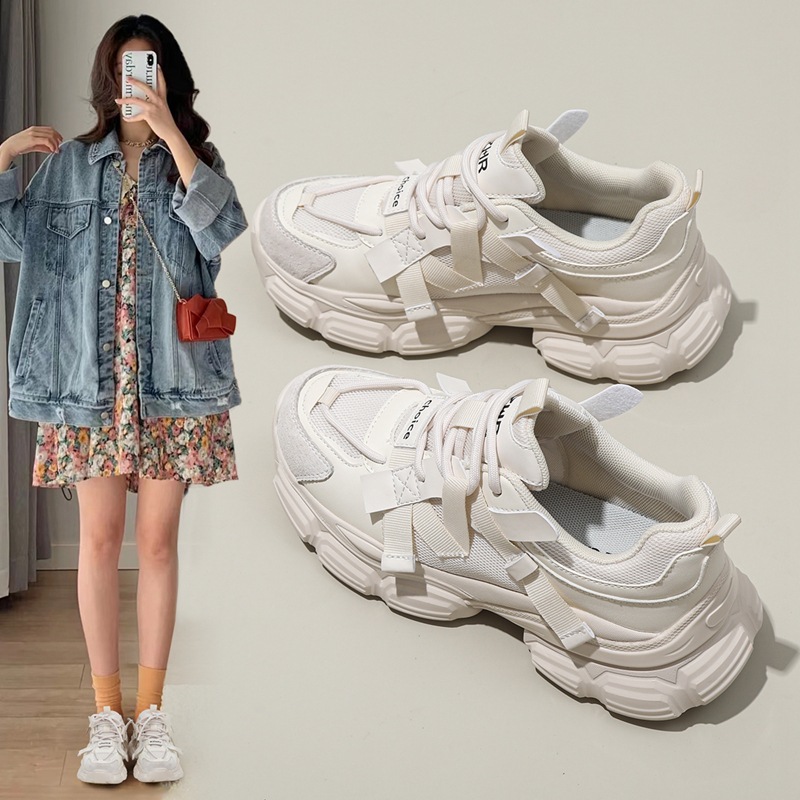 ZHR丑萌老爹鞋女2023新款秋季网红厚底运动鞋外穿透气松糕底女鞋