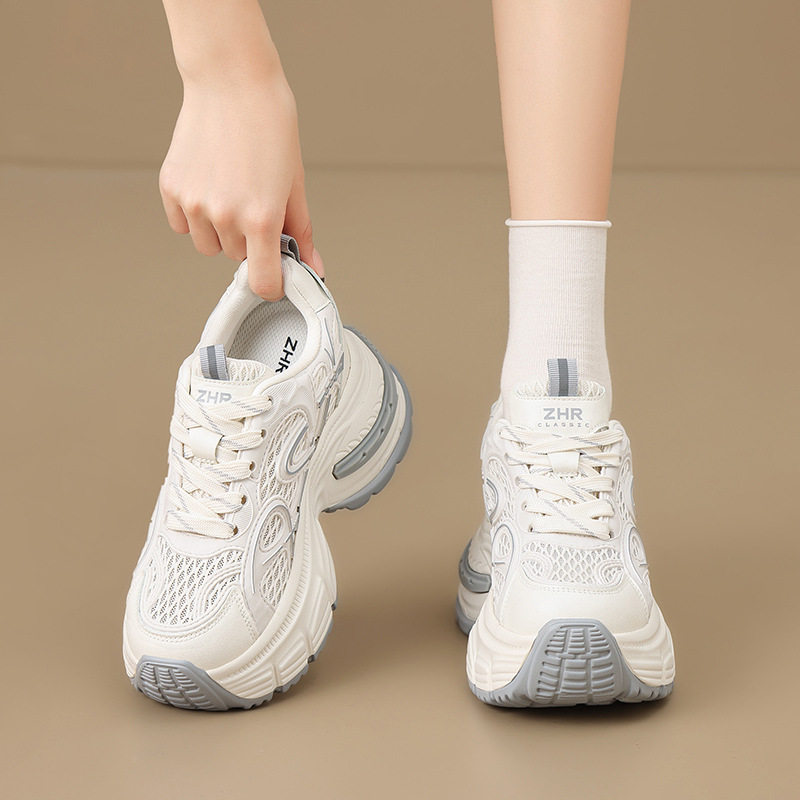 zhr则则9cm网面透气厚底老爹鞋女内增高春夏新款百搭休闲运动鞋子