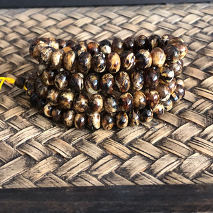 20.04一级抚顺花珀7mm天然抚顺琥珀溶洞干白花琥珀蜜蜡手串手链