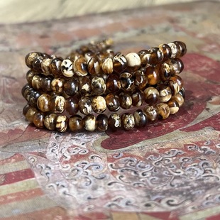 天然原矿抚顺琥珀干白瓷白溶洞一级花珀手链琥珀手串佛珠11.26