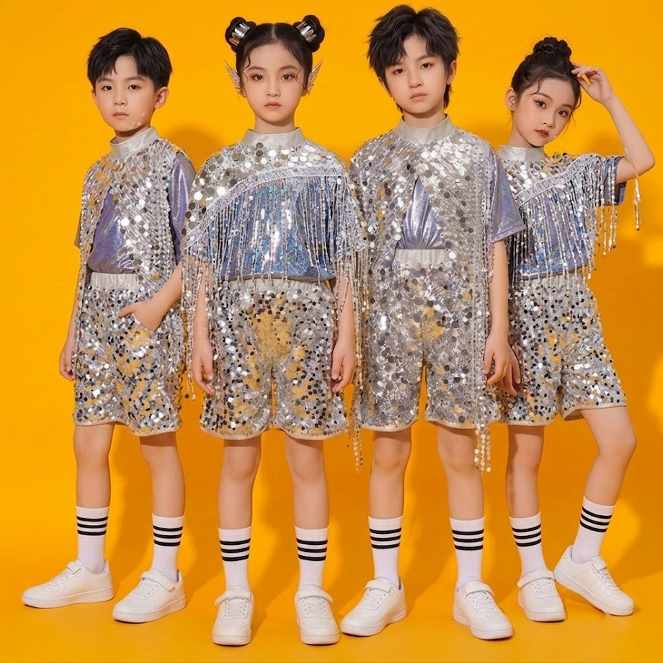 六一儿童爵士舞亮片演出服幼儿园学生街舞男女童走秀架子鼓表演服