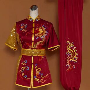 现货高端定制长拳武术表演比赛体考彩服真桑蚕丝武术服装男女武术