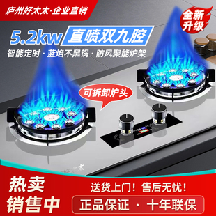 庐州好太太燃气灶双灶家用天然气液化气台式嵌入式九腔猛火煤气灶