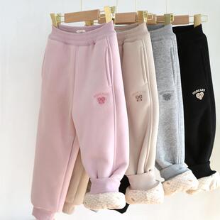 子 儿童宝宝蚕丝保暖休闲裤 一条过冬女童双层加厚棉裤 中大童冬装