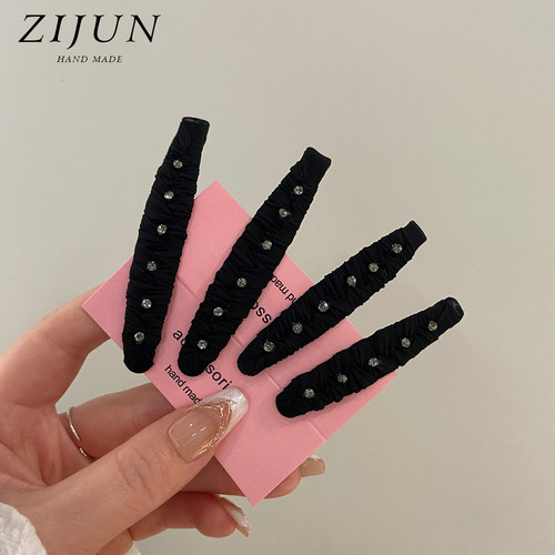 黑色基础手工缠绕水钻发夹发卡女