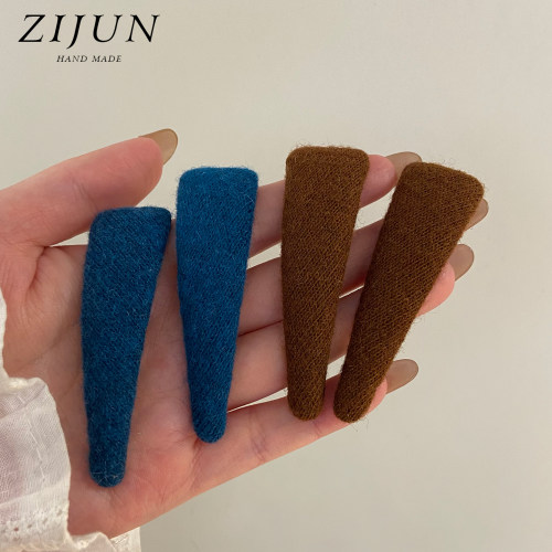 夏天毛呢牛角发夹女洋气简约头饰