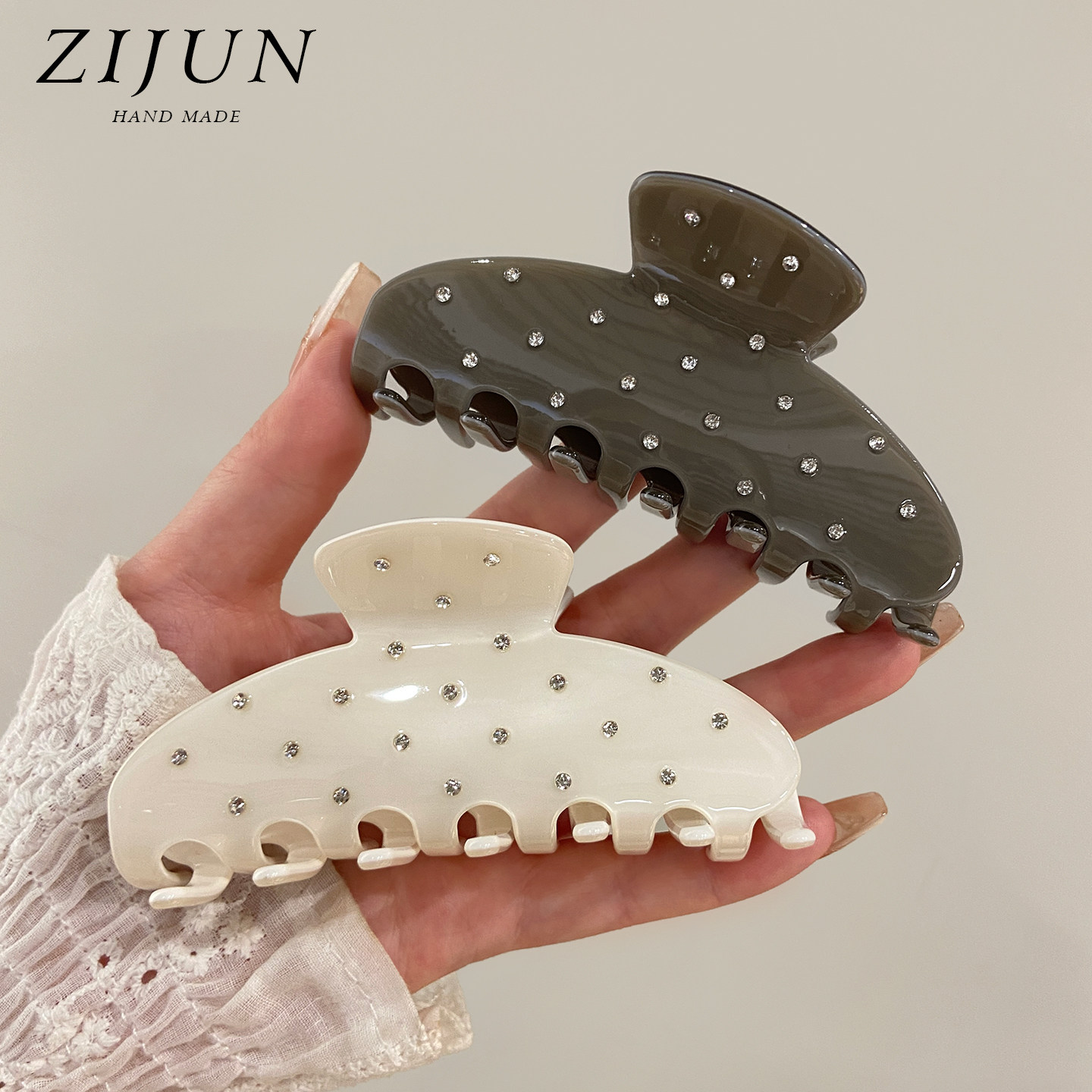 经典满天星水钻醋酸抓夹女盘发夹