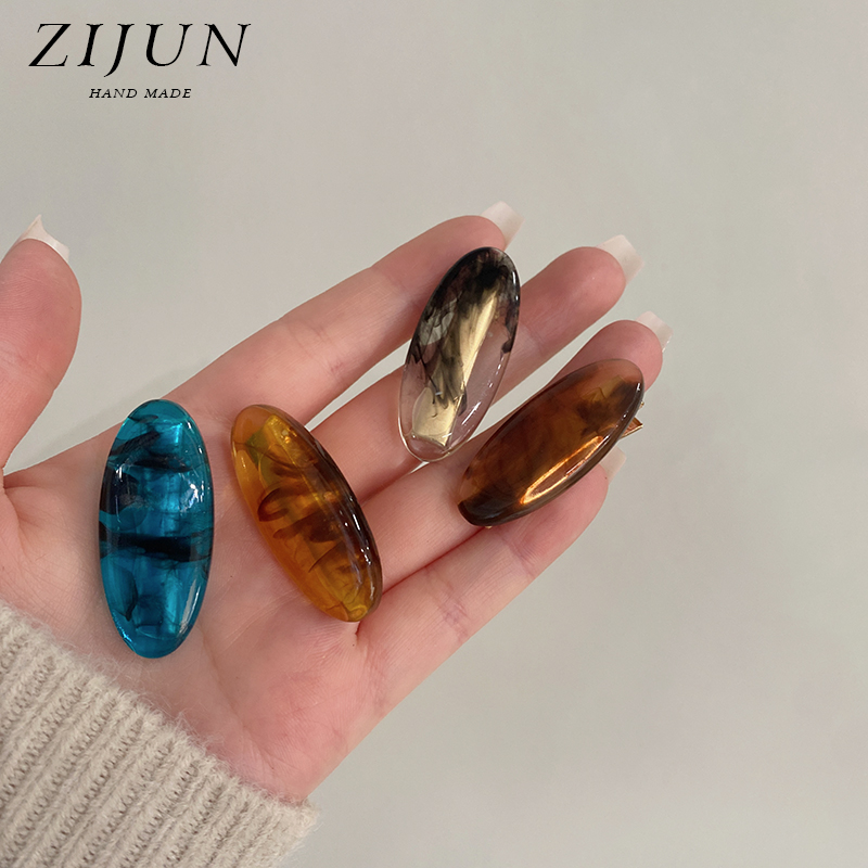 紫郡发夹琥珀色日系晕染边夹合金