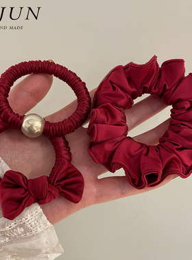 新年喜庆红色发圈头绳女高弹力皮筋扎头高品质本命年马尾小肠发绳