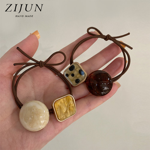 紫郡纽扣发绳日系几何皮筋