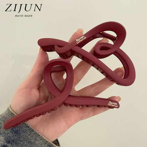 紫郡复古金标红色磨砂抓夹盘发卡