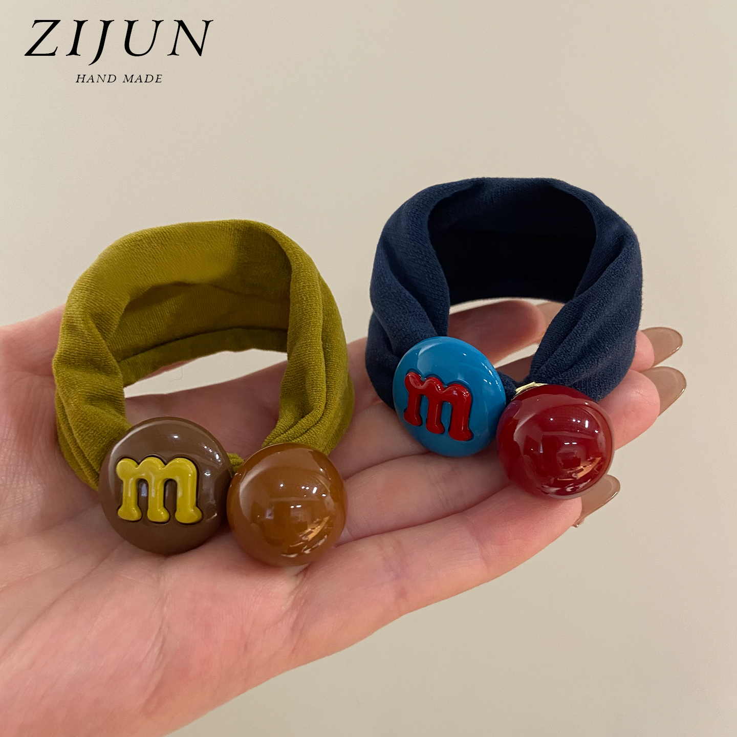 可爱彩虹糖豆无痕发圈高弹力头绳