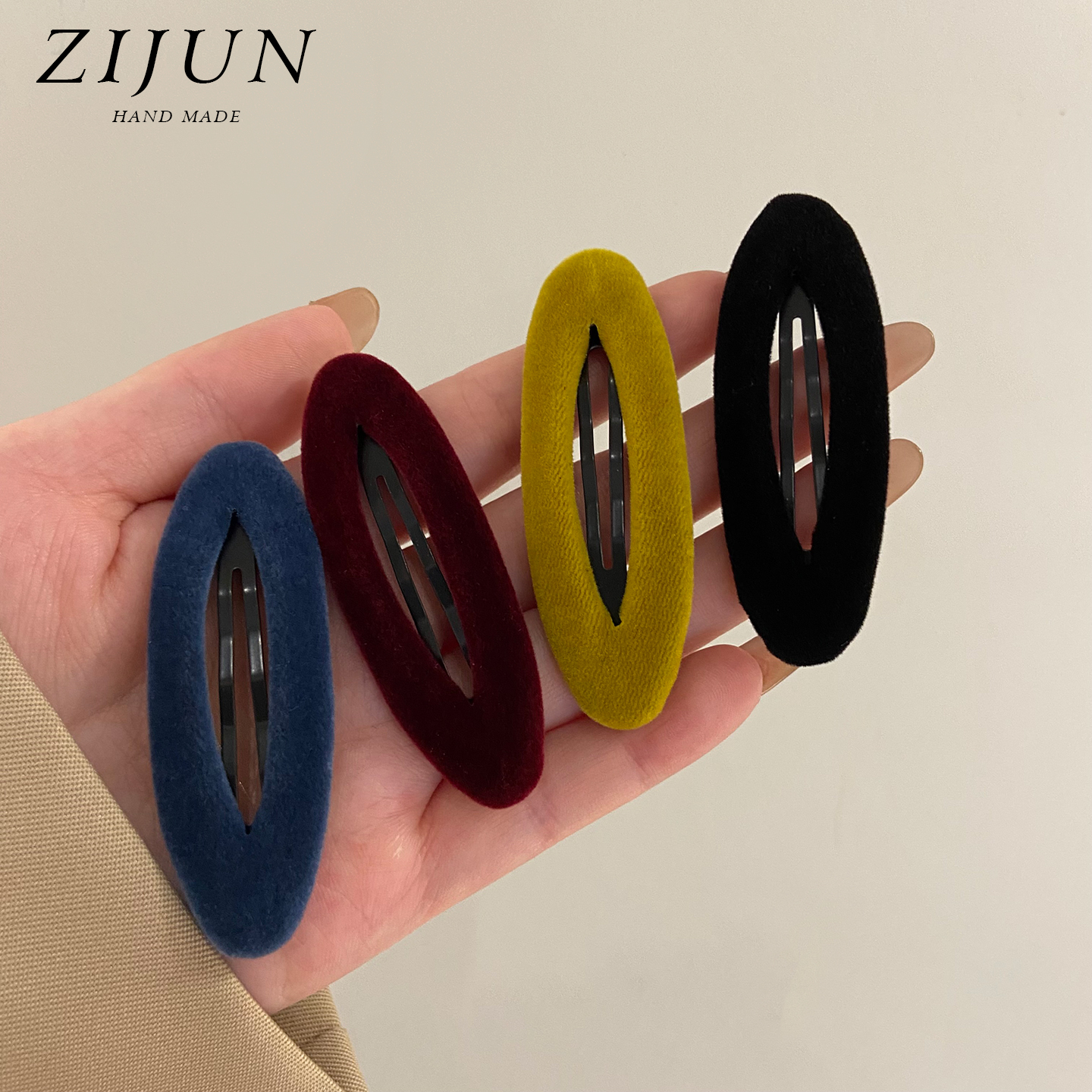 秋冬纯色丝绒发夹简约BB夹子发饰