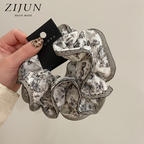 新中式立体花球大肠发圈雪纺头花