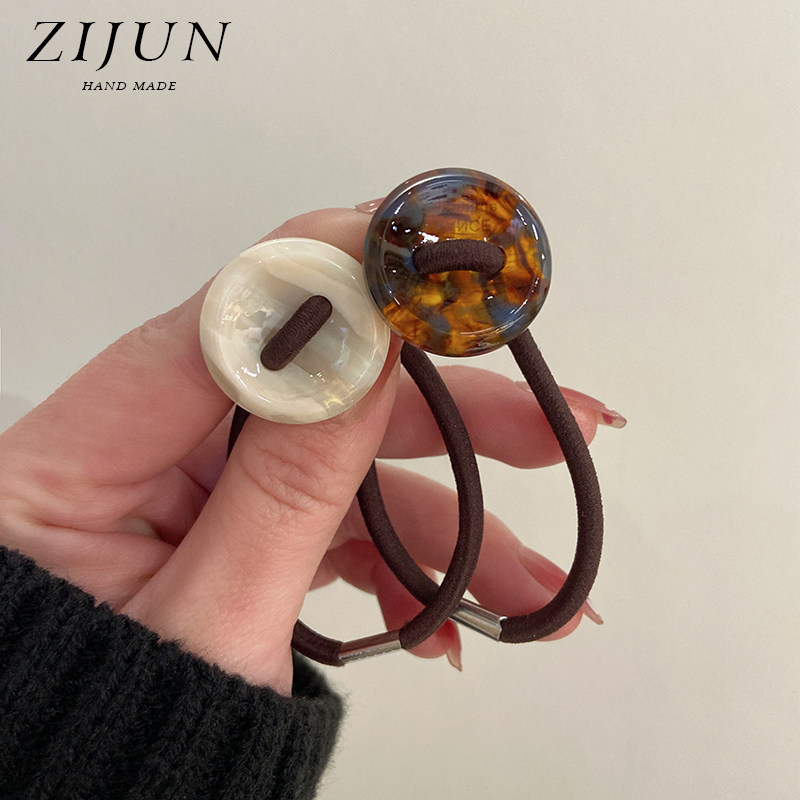 高颜值醋酸纽扣皮筋发绳女高弹力扎头发皮套简约复古马尾发圈头绳