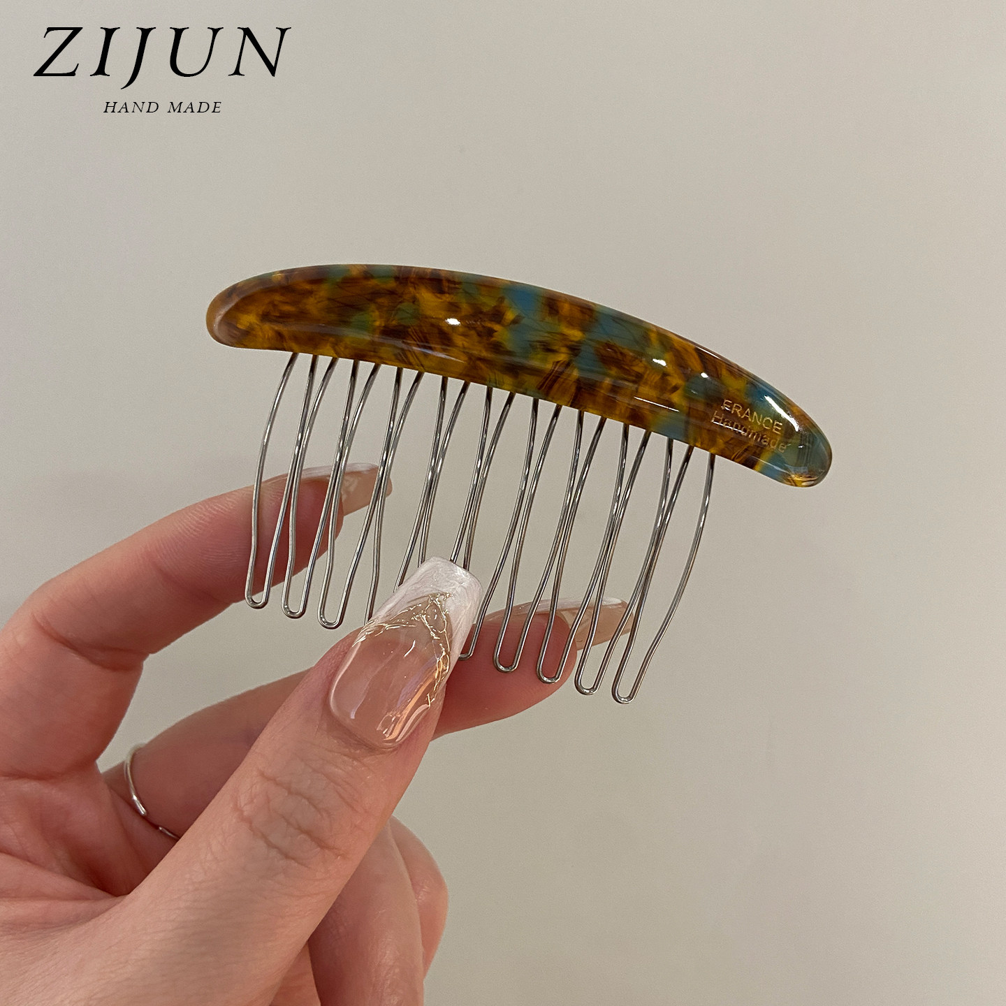 碎发整理神器醋酸蓬松发梳女高颅顶字母小金标插梳侧边一字排倒梳