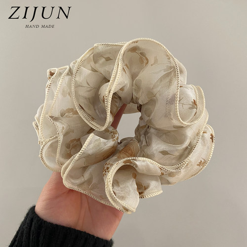 洋气黄玫瑰立体绣球大肠发圈少女
