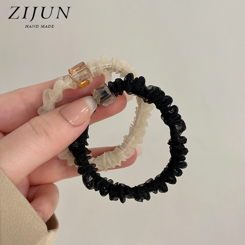 紫郡发绳欧根纱韩式水晶小肠圈