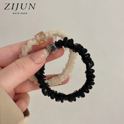 紫郡发绳欧根纱韩式水晶小肠圈