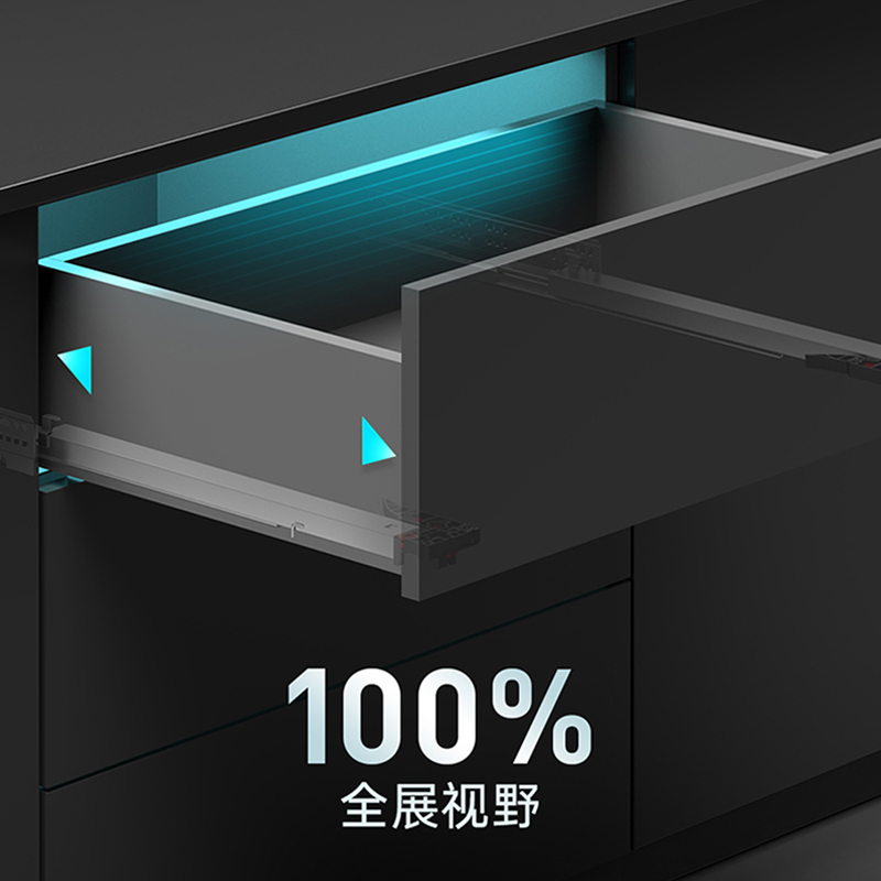 顶固托底抽屉导轨三节阻尼缓冲反弹滑道轨道隐藏式静音全拉出滑轨
