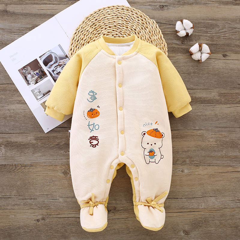 通用厚款秋冬季包脚棉衣新生婴儿