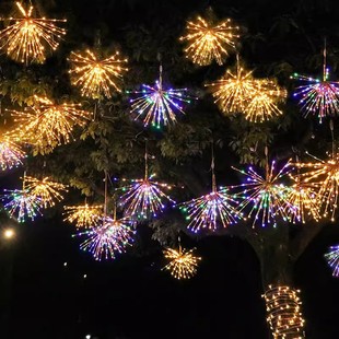 led烟花灯悬挂彩灯串户外防水庭院蒲公英氛围装饰挂树吊灯暖光